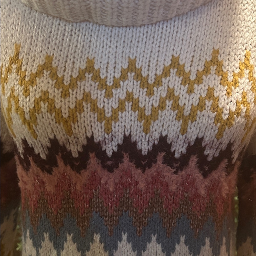 LOFT Cozy Multicolor Chevron Knit Sweater - Picture 2 of 2